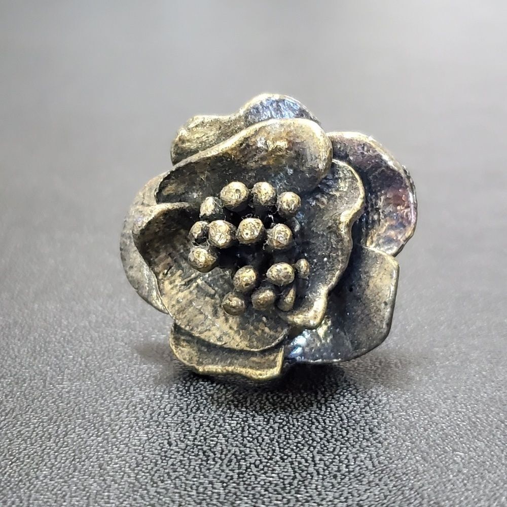 Bronze tone flower ring adjustable